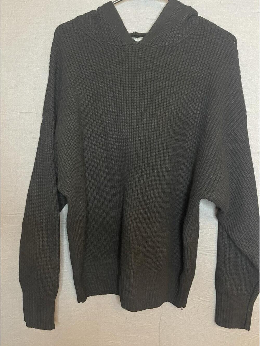 NWT Wild Fable Black Ribbed Knit Hooded Sweater Women’s Size M Oversized Hoodie